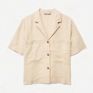 Everlane linen camp shirt in tan